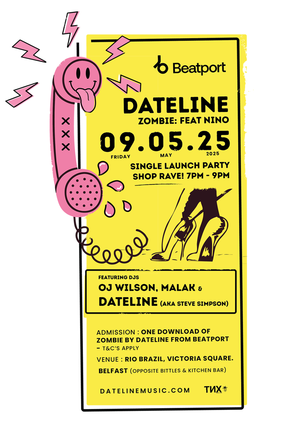 CARTOON PHONE PROMOTING MUSIC EVENT BY DATELINE
